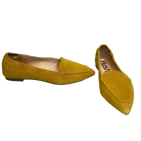 Hush Puppies Hazel Flat Point Summer Yellow Slip On Loafer Suede Shoe Sz. 8 - Picture 5 of 8